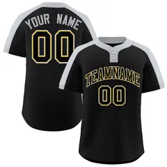 Black Black-Gold Classic Style Two-Button Softball Jersey 1