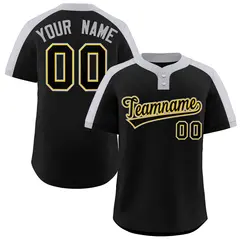 Black Black-Gold Classic Style Two-Button Softball Jersey