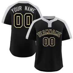 Black Black-Gold Classic Style Two-Button Softball Jersey