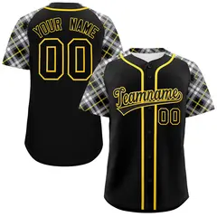 Black Black-Gold Raglan Sleeves Authentic Baseball Jersey 1