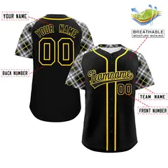 Black Black-Gold Raglan Sleeves Authentic Baseball Jersey 2