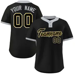Black Black-Gray Two-Button Softball Jersey