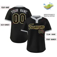 Black Black-Gray Two-Button Softball Jersey 2