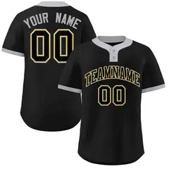 Black Black-Gray Two-Button Softball Jersey