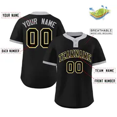 Black Black-Gray Two-Button Softball Jersey 2