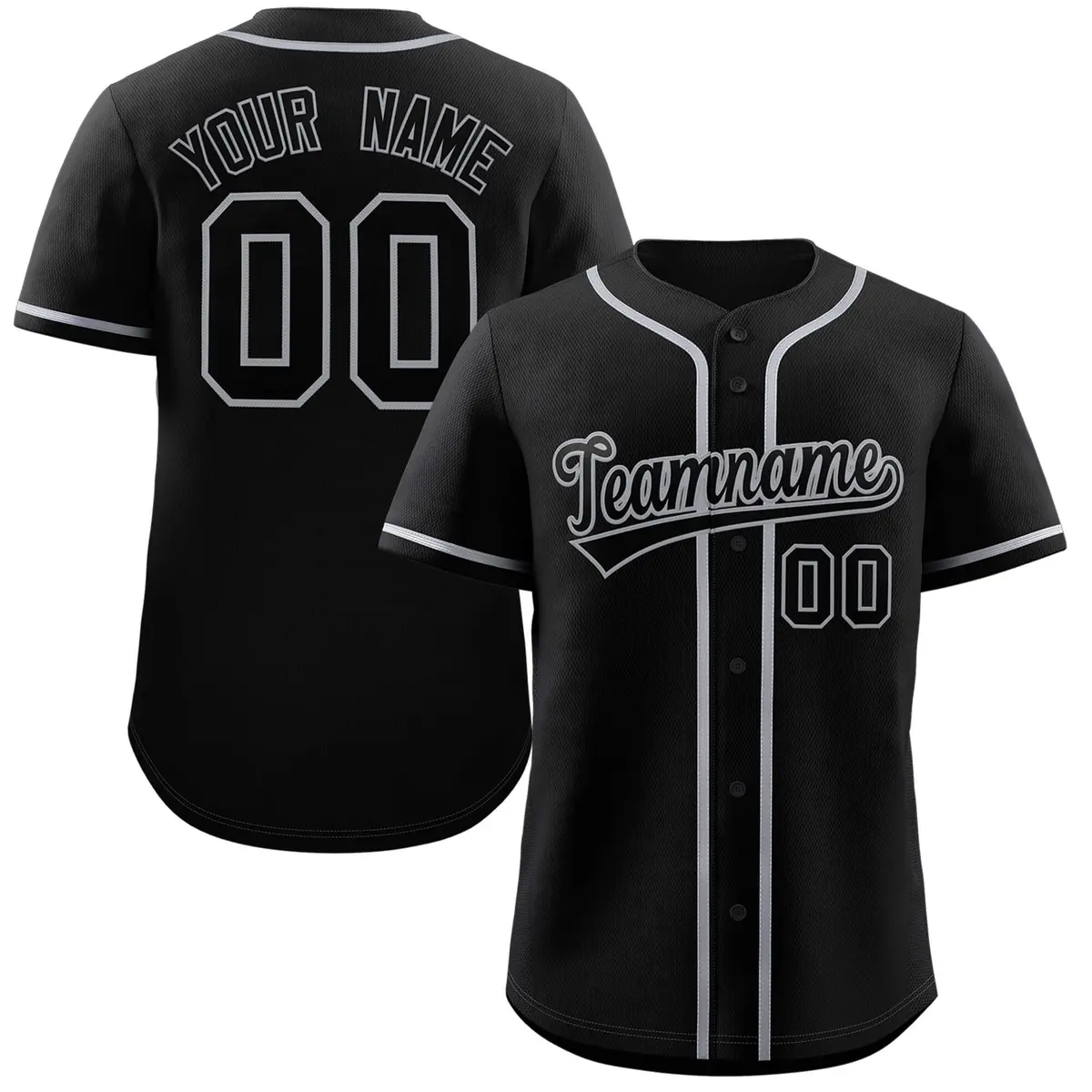 Black Black-Grey Classic Style Authentic Baseball Jersey