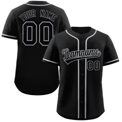 Black Black-Grey Classic Style Authentic Baseball Jersey