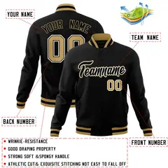 Black Black-Old Gold Varsity Full-Snap Letterman Jacket 4