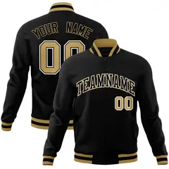 Black Black-Old Gold Varsity Full-Snap Letterman Jacket 1