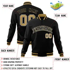 Black Black-Old Gold Varsity Full-Snap Letterman Jacket 4