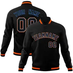 Black Black-Orange Varsity Full-Snap Letterman Jacket 1