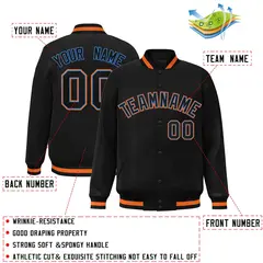 Black Black-Powder Blue Varsity Full-Snap Letterman Jacket 2