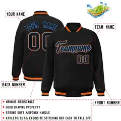 Black Black-Powder Blue Varsity Full-Snap Letterman Jacket 2