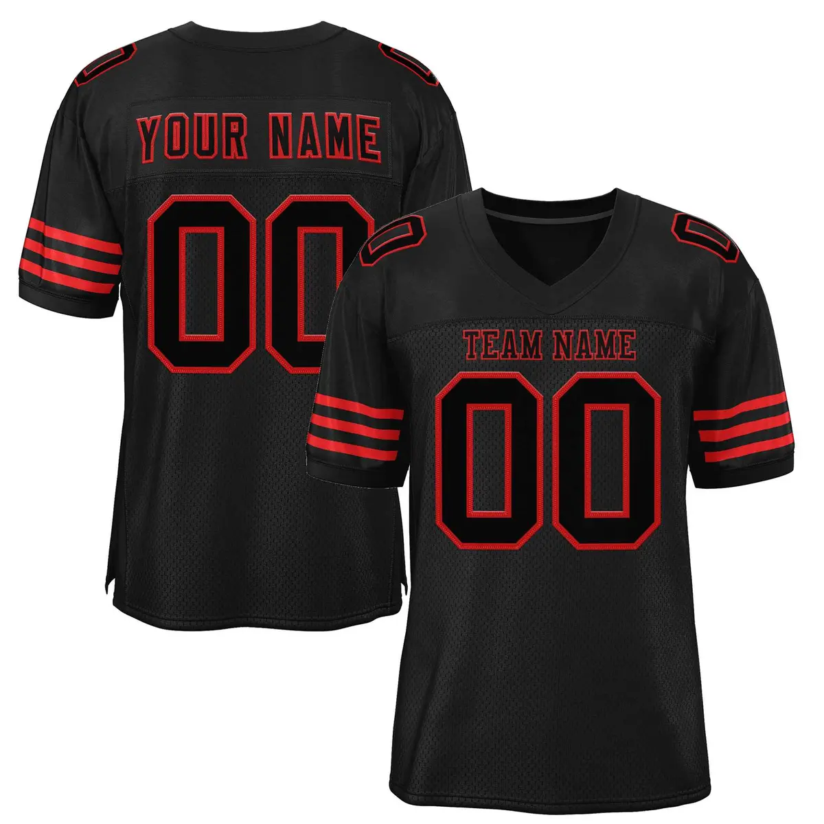 Black Black-Red Classic Style Authentic Football Jersey