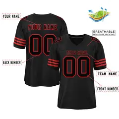 Black Black-Red Classic Style Authentic Football Jersey 2