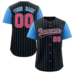 Black Black-White Stripe Raglan Baseball Jersey 1