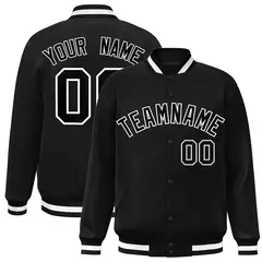 Black Black-White Varsity Full-Snap Letterman Jacket