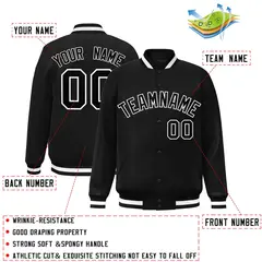 Black Black-White Varsity Full-Snap Letterman Jacket 2