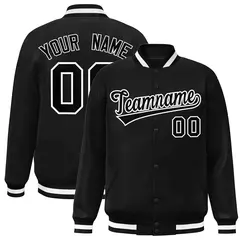 Black Black-White Varsity Full-Snap Letterman Jacket