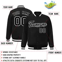 Black Black-White Varsity Full-Snap Letterman Jacket 2