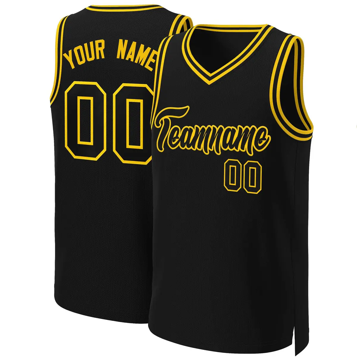 Black Black-Yellow Classic Basketball Jersey