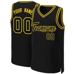 Black Black-Yellow Classic Basketball Jersey