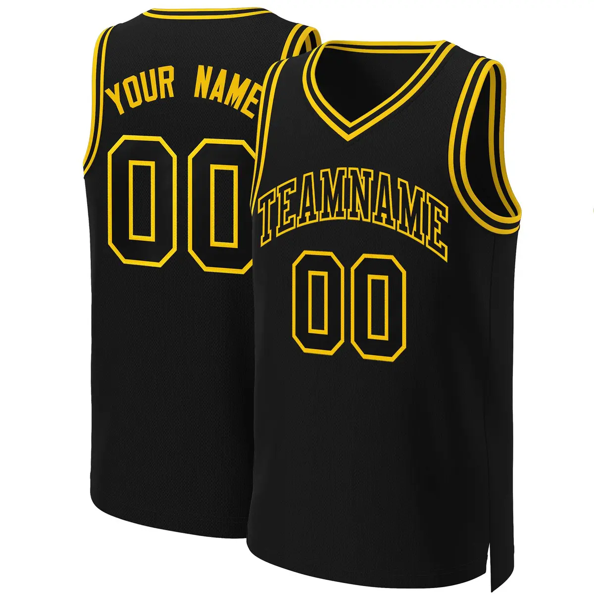Black Black-Yellow Classic Basketball Jersey