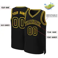 Black Black-Yellow Classic Basketball Jersey 2