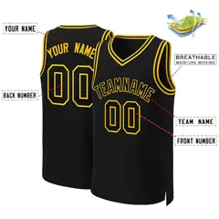 Black Black-Yellow Classic Basketball Jersey 1