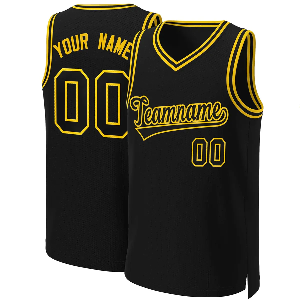 Black Black-Yellow Classic Basketball Jersey