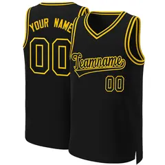 Black Black-Yellow Classic Basketball Jersey 1