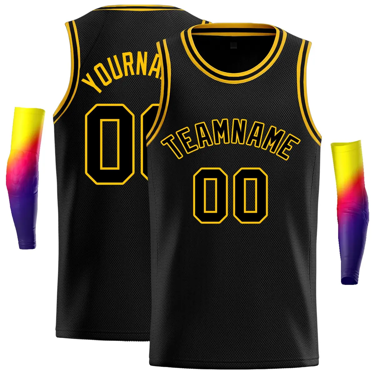 Black Black-Yellow Classic Casual Basketball Jersey