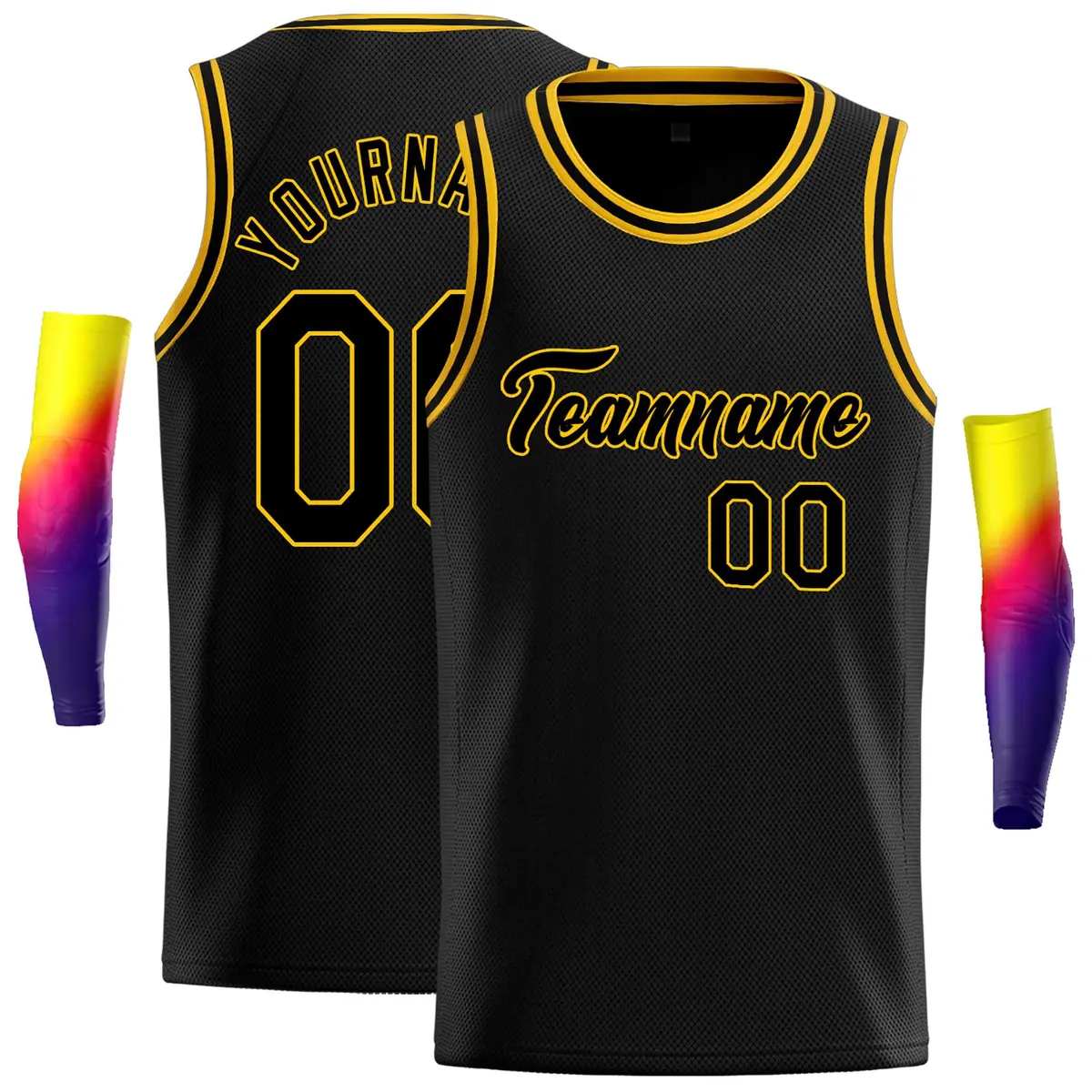 Black Black-Yellow Classic Casual Basketball Jersey