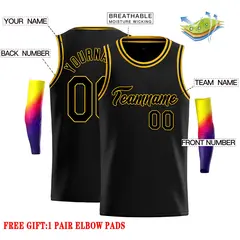 Black Black-Yellow Classic Casual Basketball Jersey 2