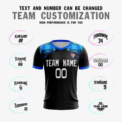 Black Blue Athletic Sport Soccer Jersey 3
