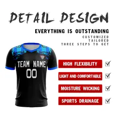 Black Blue Athletic Sport Soccer Jersey 4