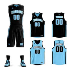 Black Blue Double Side Sets Sportswear Basketball Jersey