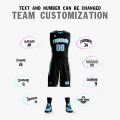 Black Blue Double Side Sets Sportswear Basketball Jersey 2
