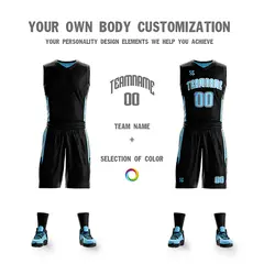 Black Blue Double Side Sets Sportswear Basketball Jersey 4