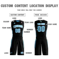 Black Blue Double Side Sets Sportswear Basketball Jersey 5