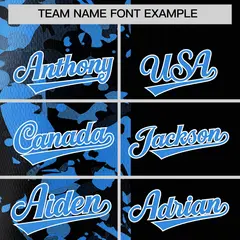 Black Blue Graffiti Split Raglan Sleeve Baseball Jersey 3