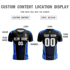Black Blue-White Athletic Sport Soccer Jersey 2