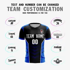 Black Blue-White Athletic Sport Soccer Jersey 3