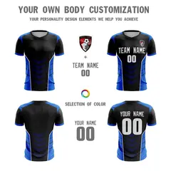 Black Blue-White Athletic Sport Soccer Jersey 5