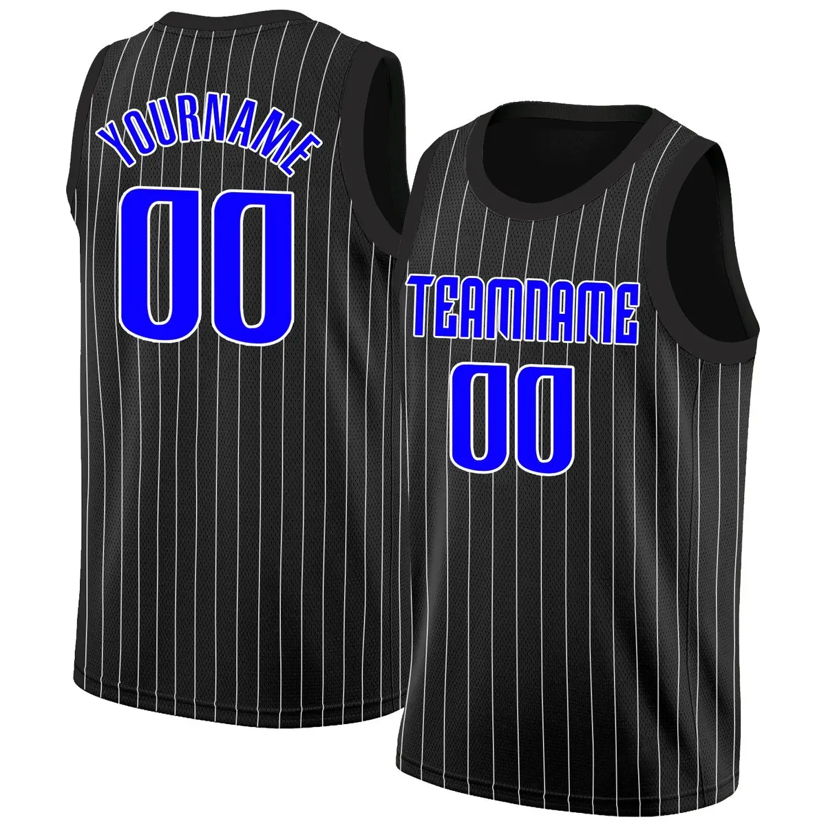 Black Blue-White Stripe Fashion Basketball Jersey