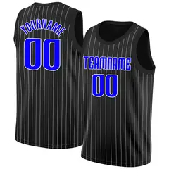 Black Blue-White Stripe Fashion Basketball Jersey