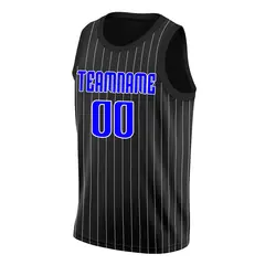 Black Blue-White Stripe Fashion Basketball Jersey 3
