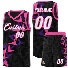 Black Boomerang Pattern Basketball Jersey