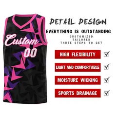 Black Boomerang Pattern Basketball Jersey 2
