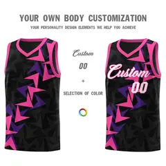 Black Boomerang Pattern Basketball Jersey 3